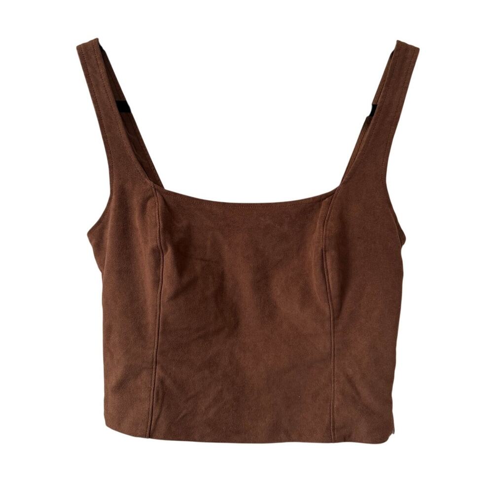 Abercrombie & Fitch Brown Suede-Look Square Neck Tank